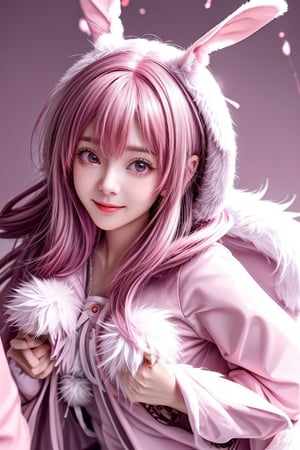 Music note background, 1 girl, pink hair twin-tail, smiling, (rabbit fluffy parka coat:1.3), Christmas, dynamic angle, box of gifts
,masterpiece,<lora:659111690174031528:1.0>