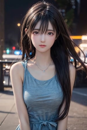 Best quality, masterpiece, ultra high res, (photorealistic:1.37), (medium full shot:1.3), raw photo, a young girl, 17 year old, long hair flowing by the wind, detailed eyes and face, perfect anatomy. dynamic lighting, in the dark, deep shadow, low key, cinematic image, bright city, floting city on the background.
