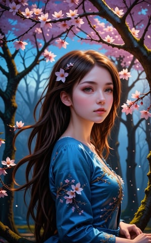 1girl, long hair, princess, in the tree an ultra hd detailed painting, digital art, Jean-Baptiste Monge style, bright, beautiful  , splash,  , Glittering , cute and adorable,  filigree,  , rim lighting, lights, extremely ,  magic, surreal, fantasy, digital art, , wlop, artgerm and james jean, , centered, symmetry, painted, intricate, volumetric lighting, beautiful, rich deep colors masterpiece, sharp focus, ultra detailed, in the style of dan mumford and marc simonetti, astrophotography,1girl, long hair, Cherry blossoms,<lora:659095807385103906:1.0>