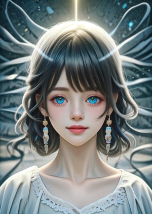 (8k, best quality, masterpiece:1.2),(best realistic quality:1.0), (ultra highres:1.0), RAW photo, a beautiful girl, (heterochromia iridium:1.35), close shot, innocent face, natural make up, beautiful big eyes, deep clear eyes, detailed eyelashes, mesmerizing iris colors, different iris colors, messy hair, shoulder, ,Holy light, sweet smile, smooth lighting, ,<lora:659111690174031528:1.0>