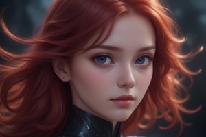 (masterpiece,top quality,best quality,official art,dreamwave,android,aesthetic,girl,flactal art,crystal,depth of field,translucent,realistic, close up,red_hair,<lora:659095807385103906:1.0>