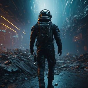 (Highest Quality, 4k, masterpiece, Amazing Details:1.2), photorealistic,ale , 1 astronaut , walking towards a destroyed cinema camera behin, camera explosing effect, debris floating by, cinematic light, (medium body),((((cyberpunk man)))), perfect eyes, ((photo-realistic:1.4)), (medium body), cyborg style, Movie Still