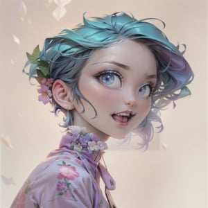 (cute girl holding a bunch of flowers in a flower garden), (hoodie, blue hair, green eyes, cute clothes), smile, :D,(fantasy, nostalgia, colorful, flowers and leafs around, Magic:1.2), from below, looking at viewer,(detailed landscape:1.2), (background:1), (dynamic_angle:1.2), (dynamic_pose:1.2), (rule of third_composition:1.3), (dynamic_perspective:1.2), (dynamic_Line_of_action:1.2), solo, wide shot,(masterpiece:1.2), (best quality, highest quality), (ultra detailed), (8k, 4k, intricate),(full-body-shot:1), (Cowboy-shot:1.2), (50mm), (highly detailed:1.2),(detailed face:1.2), detailed_eyes,(gradients),(ambient light:1.3),(cinematic composition:1.3),(HDR:1),Accent Lighting,extremely detailed,original, highres,(perfect_anatomy:1.2),