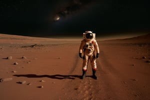 sci fi space warrior, orange space suit, landed on mars