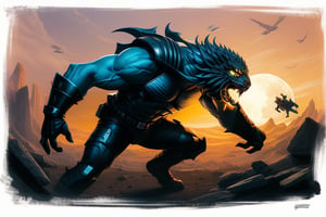 Indian sci fi hero defeating a monster