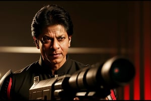 srk as chitti robot, evil smile, long shot, guns