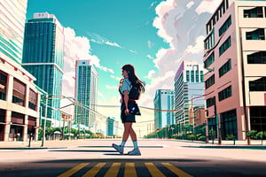 una chica caminando por las calles de miami