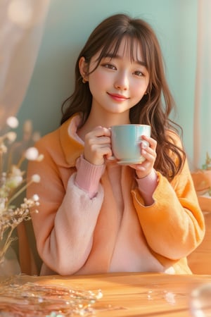 japanese girl enjoying relaxing cozy morning coffee,EyeCandy,3Dmorningcoffeegirl,Asian