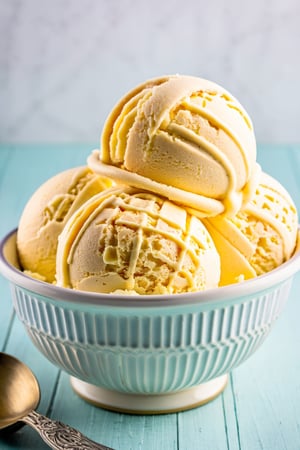 scoop of vanila icecream in the bowl