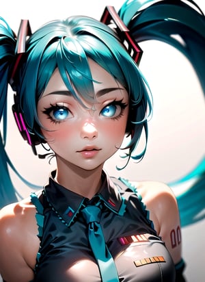 AGGA_STH001, masterpiece, perfectly detailed, detailed face, detailed eyes, beautiful eyes, looking at viewer, 1girl, breast focuss, ,(Hatsune Miku