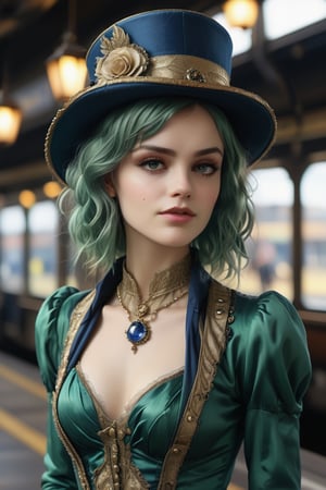 https://s.mj.run/Q-lskWShAQo https://s.mj.run/BO_Tn3Di09Y keiria knightley, gilded age, sapphire blue, victorian, at a train station, confidant, photorealisti, luxury, fancy, wearing a fascinator , ,cinematic  moviemaker style,,detailmaster2,rebela(green hair)