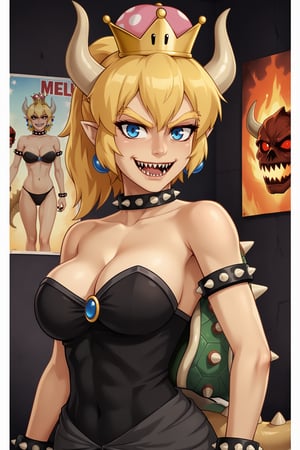 1 girl,Bowsette, half body portrait,movie shoot, cartoon,poster,
,uwudemon, cinematic moviemaker style,stalker