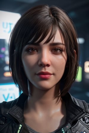 1girl,  wearing cyberpunk jacket,  metahuman,  afternoon at park,  3d,  realtime render,  unreal engine render,  unreal engine 5,  ultra texture,  unreal engine 5,  ray tracing,  nvidia vxao ambient occlusion,  ray tracing,  photorealistic texture,  nvidia hairworks,  hair strands, korean face, bangs, straight long hair