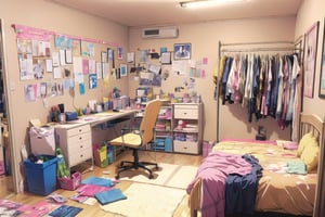 masterpiece, detailed eyes, slim body, detailed image, highly detailed, 1girl, gyaru,wide_hip, narrow_waist, blonde, long_hair,indoor,  school_uniform, kitagawa marin sb, bedroom, ((all_four)), (Underwear_thrown_away), desk, closet, bed, magazine, snack, Miscellaneous things, note, lingeries, mirror, posters, Masturbation_devices, condoms, cosmetics, bare_foot