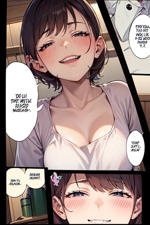 masterpiece, best quality, ultra-detailed,1 page manga, IncrsAnyasHehFaceMeme, 1girl
