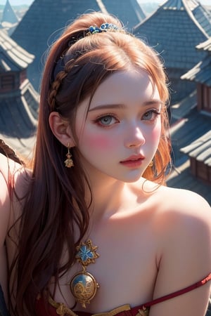 editorial photography,super detailed background,Super realistic,double exposure,depth of field,cute fantasy vibes,soft focus tone,narrative scene,super minimum,dwarf,Thumbelina,pygmy,elvis,sit on the edge of a roof,Improbable size balance,Fantastic world,portrait,nsfw,
