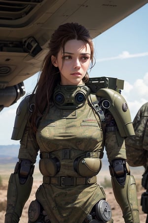 editorial photography,super detailed background,Super realistic,double exposure,depth of field,beauty vibes,soft focus tone,narrative scene,skinny,matte cyborg with a Detailed camouflage paisley pattern body,military training in progress,in action,Maschinen Krieger,