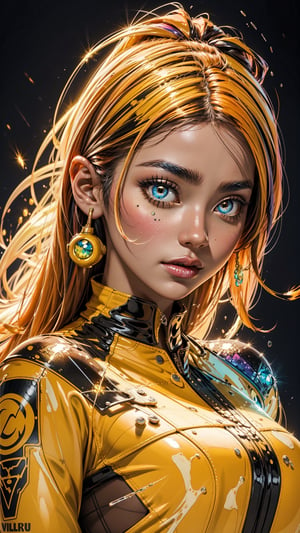 Glass crack and electrical sparking yellow fire gorgeous colourfull women artist in painting work ,perfecteyes,EnvyBeautyMix23,mtu virus