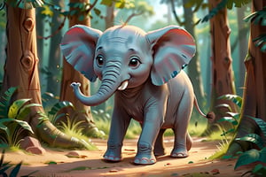 8K,Best quality, masterpiece, ultra-high res, (photorealistic:1.4), Masterpiece, Concept Art,, singleL one baby elephant 