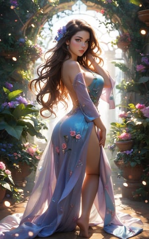 colorful, score_9, score_8_up, score_7_up,score_6_up, 1girl, solo, woman, supermodel, sexy, elegant, full body shot, standing, dynamic pose, smooth thighs, silk robe, garden, flowers, exotic flowers, vines, front side view, close crop, looking at viewer, bokeh, (shadows:1.2), volumetric lighting, cool lighting, dim lighting, super long hair, windswept hair, blush, eye liner, eye shadow, detailed eyes, beautiful eyes, full lips, lips parted, (curvy voluptuous body:1.2), wide hips, thick thighs, amazing legs, large ass, shiny shiny skin, beauty marks, Expressiveh, ultra realistic, ultra detailed, realistic shadows
, Expressiveh,concept art, score_6