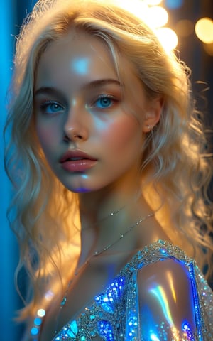Masterpiece, a ((body shot)) of a beautiful platinium blond-haired 18 year old Russian teenager, slender runner's body, intricate, sheer, transparent, translucent, beautifull thin face, sublime, elegant, shy, innocent, purity, face of a young Russian model, ( mystical lighting, fantasy vibes:1.4), ultra detailed beautifull light blue eyes, 16K, ultra high res.photorealistic, UHD, RAW, DSLR,photo_b00ster