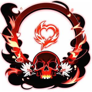 circle rounded avatar frame, in flame, electric, lightnig, ultra detailed, intricate, white background, simple background,circleframe,in skulls,in hearts 