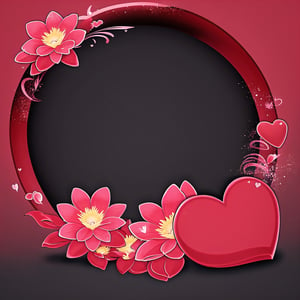 circle rounded avatar frame, in flowers, ultra detailed, intricate, red background, simple background,circleframe,in hearts