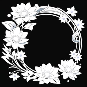 circle rounded avatar frame, in flowers, ultra detailed, intricate, white background, simple background,circleframe, in knifes