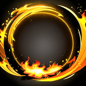 circle rounded avatar frame, in flame, electric, lightnig, ultra detailed, intricate, yellow background, simple background,circleframe