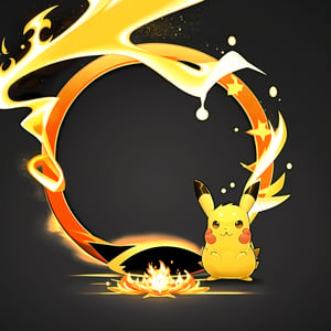 circle rounded avatar frame, in flame, electric, lightnig, ultra detailed, intricate, yellow background, simple background,circleframe, pikachu style