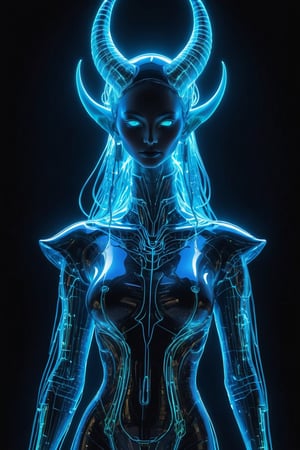 Extreme detailed,ultra Quality,
Hologram body Persian girl,hybrid albino demon little queen, (long intricate horns),,Wearing hologram doctor suit,outline only,glowing wireframe, rainbow hologram,random color,transparent body, void body, only outline neon tube,rainbow colors, CyberPunk style,aesthetic grid, silhouette ,neon style,3D Mesh,neon,LegendDarkFantasy,alien,Strong Backlit Particles,outline,APEX colourful ,ichika,ani_booster
