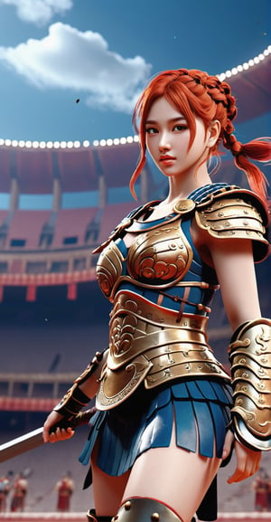 Roman Gladiator Girl 3D Game Character Model**: Enter the arena as a valiant Roman gladiator, equipped with iconic weaponry and ancient colosseum settings.
,huayu,candyseul,mythical clouds,neon photography style