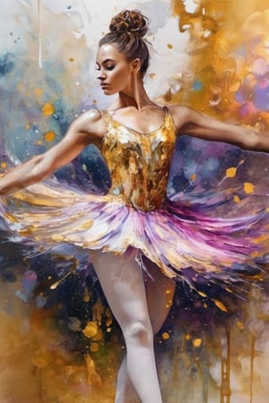 Epic splatter art, alcohol ink, ballet dancer, divine proportion, intricate, cinematic, stunning, highly detailed, 8k, dehazed, atmospheric, hyper-detailed, fantasy realism, sharp focus, hdr, chiaroscuro, mysterious, filigree, luminescent, backlit bezel, golden hour, golden ratio, ideal composition, complex background,photo r3al,glide_fashion