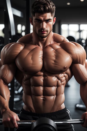 ((masterpiece, best quality)), muscular guy, Musculoso black, gym, detailed body, detailed face, detailed hands, highly detailed,uhd image,crystal clear translucency,perfecteyes,Sexy Muscular