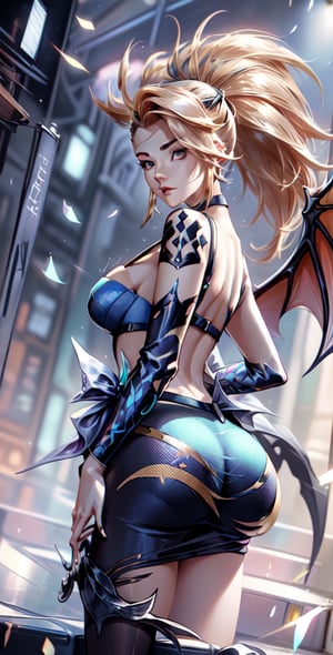 hot(masterpiece, top quality, best quality, official art, beautiful and aesthetic:1.2), (1girl), extreme detailed (masterpiece, top quality, best, official art, beautiful and aesthetic:1.2),Akali KDA Character, looking you, office suit, bite finger, female, long black and gold hair, content, scoundrel, chains, justiciar, vile, glowing eyes, rain, Akali, KDA, Akali,akali