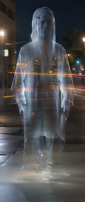 a photo of transparent ghost paul walker at night