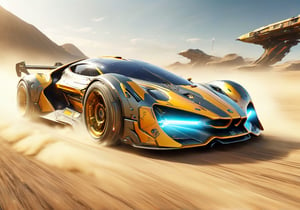 Solo, anime style, futuristic race car in a dusty road, driving in high speed, dynamic angle, more detail XL, ,DonMX3n0T3chXL