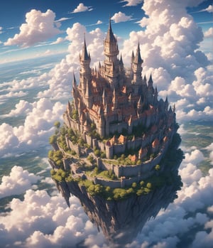 Masterpiece, 4K, ultra detailed, castle in the sky, mythical clouds, depth of field, 