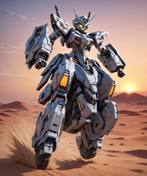 Masterpiece, anime style, 4K, ultra detailed, ((solo)), full body, sexy warrior girl with big detailed eyes, riding transformer  motorcycle in desert, sunset, high speed motion, futuristic, more detail XL, SFW,dal,TR mecha style