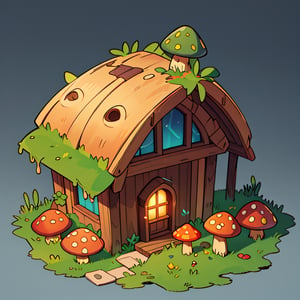 ((masterpiece,best quality)), absurdres, , Isometric_Setting, Mushroom_Girl, mushrooms, Mushroom house, magic, glowing,  