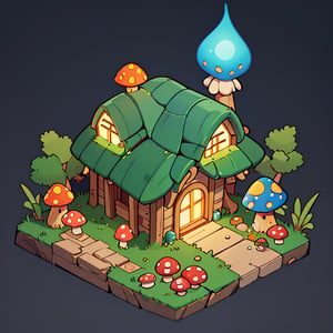 ((masterpiece,best quality)), absurdres, , Isometric_Setting, Mushroom_Girl, mushrooms, Mushroom house, magic, glowing,  