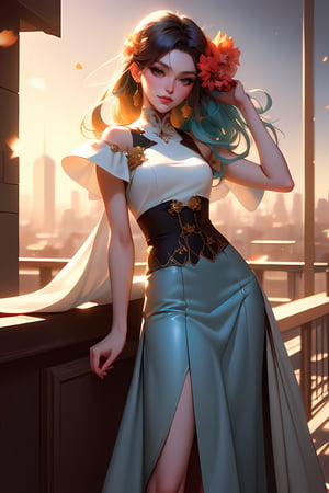 fullbody drawing of a woman with blue green color hair, parted  hair,shoulder length hair ,wearing glasses with flowers in her hair,korean art nouveau anime, beautiful anime artwork, artgerm and james jean, anime art nouveau, beautiful anime art, the flower prince, a beautiful artwork illustration, detailed anime character art, digital art on pixiv, anime fantasy illustration, detailed digital anime art, beautiful fantasy anime, clean detailed anime art, 2 d anime style, decora inspired illustrations, inspired by Yumihiko Amano, anime girl with teal hair, anime style portrait, beautiful anime art style, portrait of jinx from arcane, manga art style, anime style illustration, anime art style, extremely fine ink lineart, black and white manga style, black and white line art, ink manga drawing, intense line art, pencil and ink manga drawing, intense black line art, in style of manga, exquisite line art, perfect lineart,exquisite line art, exquisite digital illustration, detailed digital drawing, black and white coloring, digital anime illustration, a beautiful artwork illustration, detailed matte fantasy portrait, beautiful,(Daylight,autumn, Best quality, 8k, Masterpiece :1.3)), Whole body, Long legs, Sharp focus :1.2, A pretty woman with perfect figure wearing smart haute couture dress :1.4, Slender abs :1.1, ((Dark brown hair, small breasts :1.2)), (White tight tshirt, Jean bib, Standing:1.2), ((Night city view, Rooftop:1.3)), Highly detailed face and skin texture, Detailed eyes, Double eyelid,( watercolor \(medium\), IrisCompiet:1.2),abstract background, fantasy, many colors, wind blowing,masterpiece, best quality, (extremely detailed CG unity 8k wallpaper), (best quality), (best illustration), (best shadow), absurdres, realistic lighting, (Abyss), beautiful detailed glow,clear face, clean white background, masterpiece, super detail, epic composition, ultra HD, high quality, extremely detailed, official art, uniform 8k wallpaper, super detail, efficient sub-pixels, subpixel convolution, luminous particles, light scattering, tyndall effect, 32k -- v 6,watercolor,