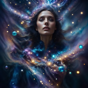 high quality, detailed,  
In and out of my mind, young woman, surreal, cosmic, fluid, abstract, dreamlike, surreal dreamscape, wowifierV3, dramatic lighting
