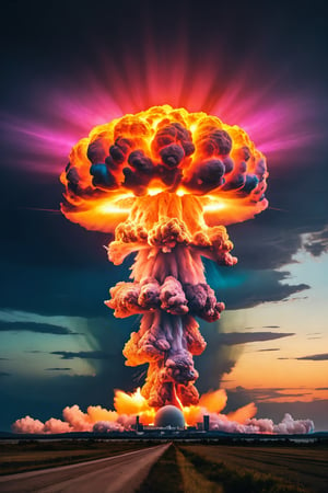 nuclear explosion with a colourful glow