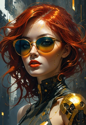 ASCIIdesigned by greg manchess,smoke, full body shot of a beautiful woman, bright detailed eyes, sleek scarlet hair, dense freckles, matte lips, long legs, futuristic, gold glasses, trending on art station, smoke, abstract, photoreal, 8 k, octane render by greg rutkowski, art by Carne Griffiths and Wadim Kashin ,in the style of Dau-al-Set, Pollock, Travis charest, and inspired by MAPPA and Zdzislaw Beksinski,   
,more detail XL