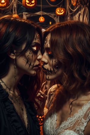 HalloweenGlowStylethe two lesbians kissing, one blonde, other red hair
