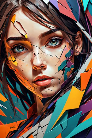 1girl, abstract art, complex colors, complex shapes, fractures, cuts, 8k, epic details
