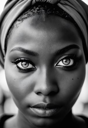 photograph, (designed by Mark Seliger:0.7) , portrait, close up of a thicc Parisien Fatuma, she has a Anime Eyes, shallow depth of field, Ilford XP2 400, Depth of field 100mm, close-up, anime key visual, photo
