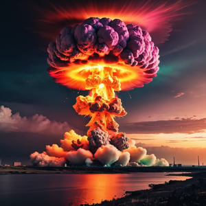 nuclear explosion with a colourful glow