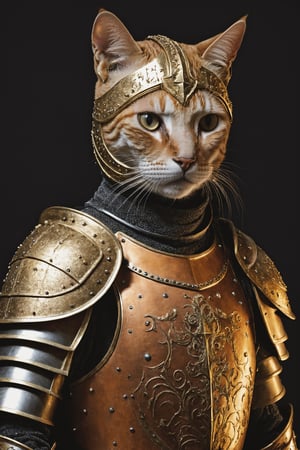 anthropomorphic cat knight templar, high quality, common European breed, orange colour, realistic, extra detailed, detailed, with golden armour and matching helmet
((((night time, seen from afar)))))